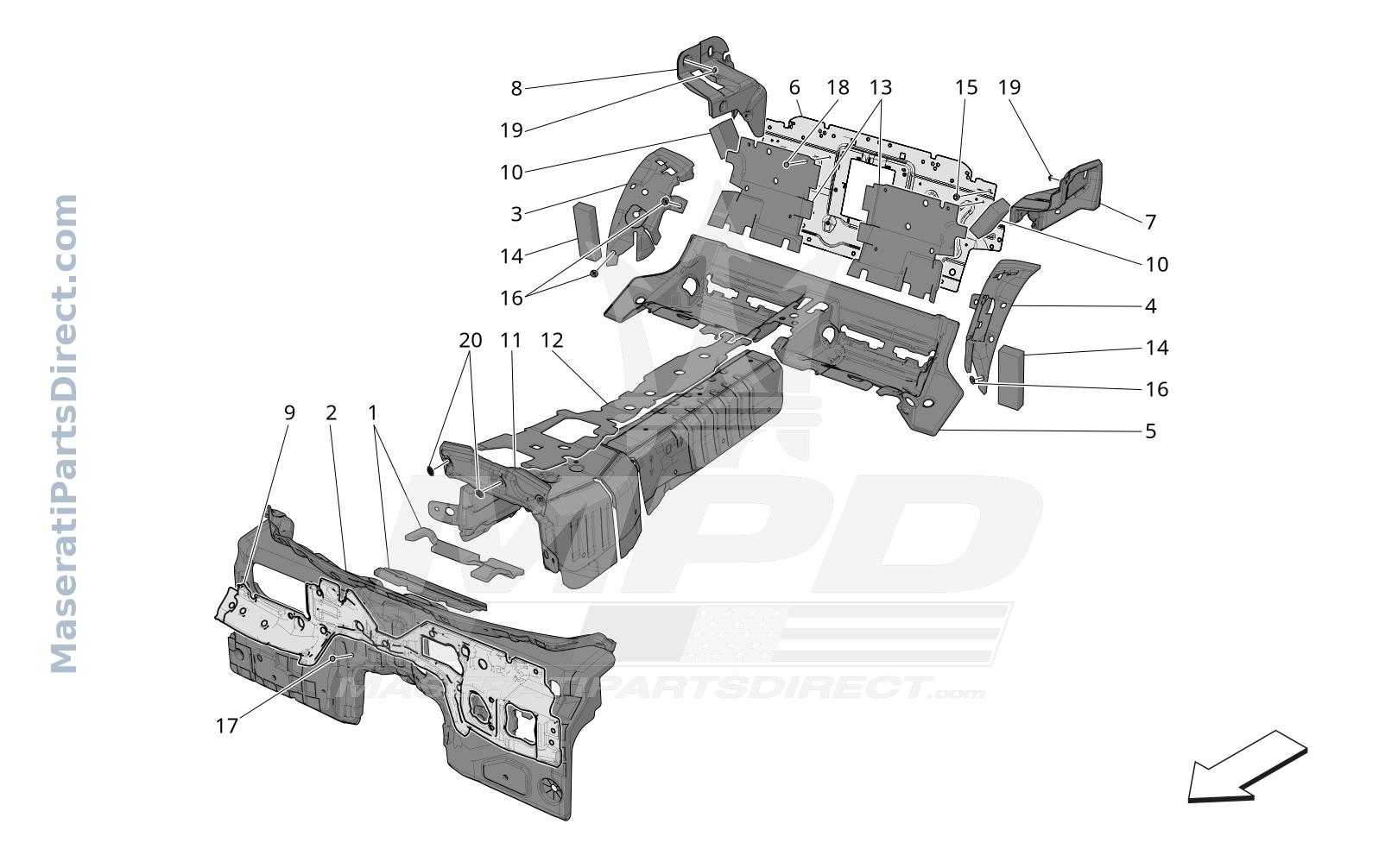 09.62 - 1 - SOUND-PROOFING PANELS INSIDE THE VEHICLE Diagram
