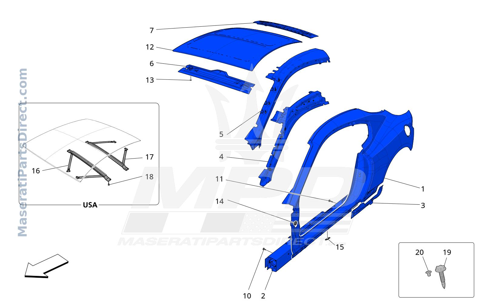 09.01 - 1 - BODYWORK AND CENTRAL OUTER TRIM PANELS Diagram