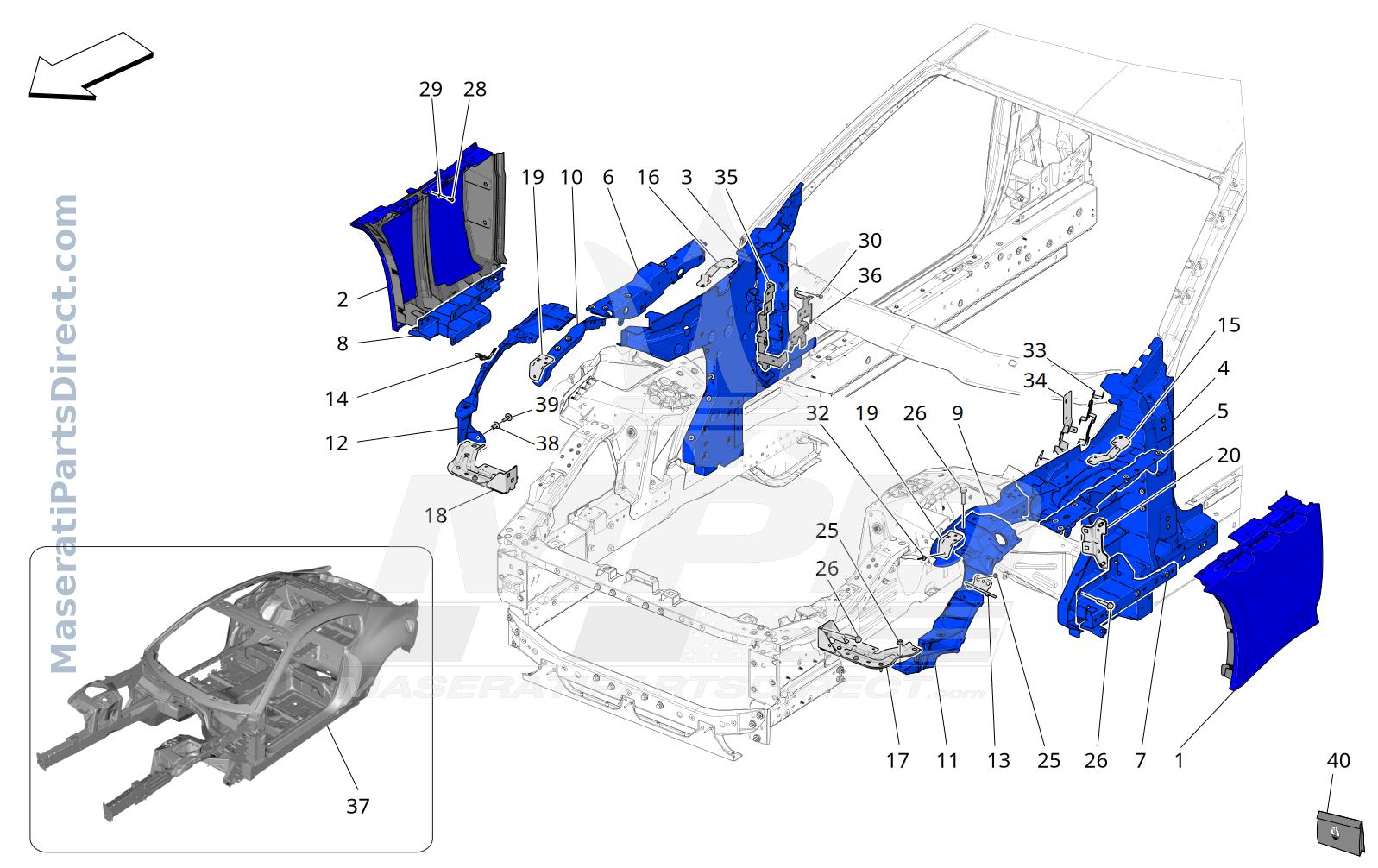 09.00 - 1 - BODYWORK AND FRONT OUTER TRIM PANELS Diagram