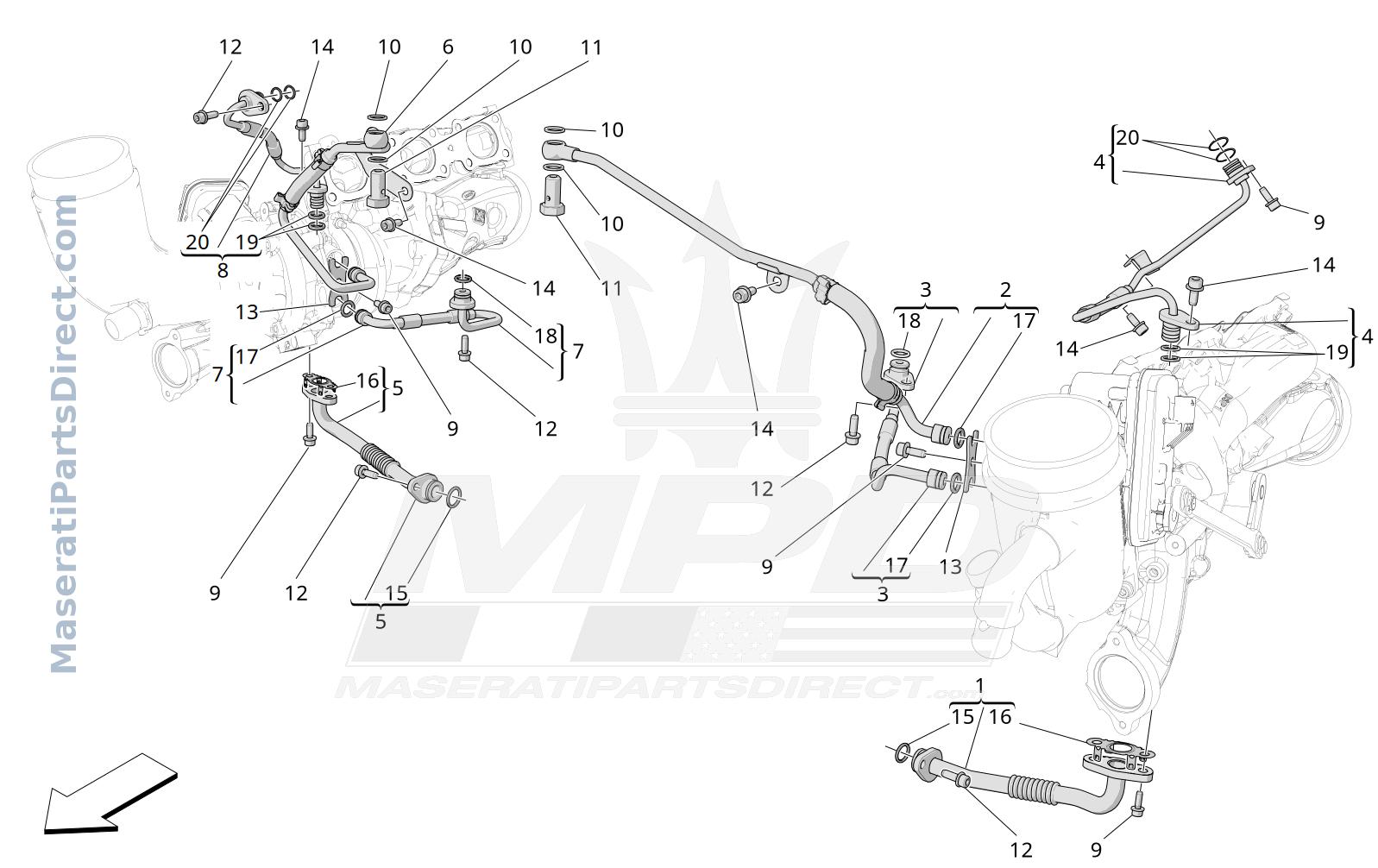 01.31 - 2 - TURBOCHARGING SYSTEM: LUBRICATION AND COOLING Diagram