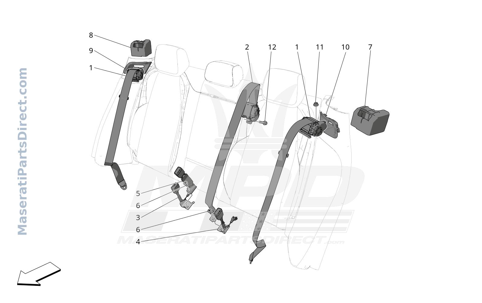 07.11 - 1 - REAR SEAT BELTS Diagram