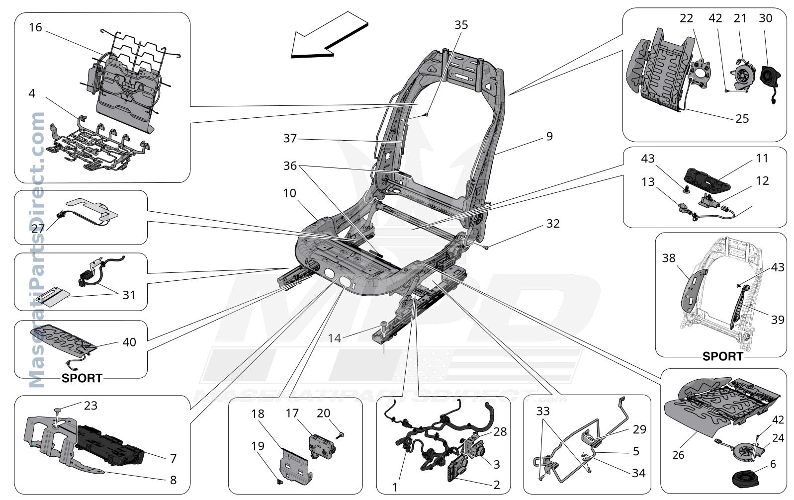 09.41 - 1 - FRONT SEATS: MECHANICS AND ELECTRONICS Diagram