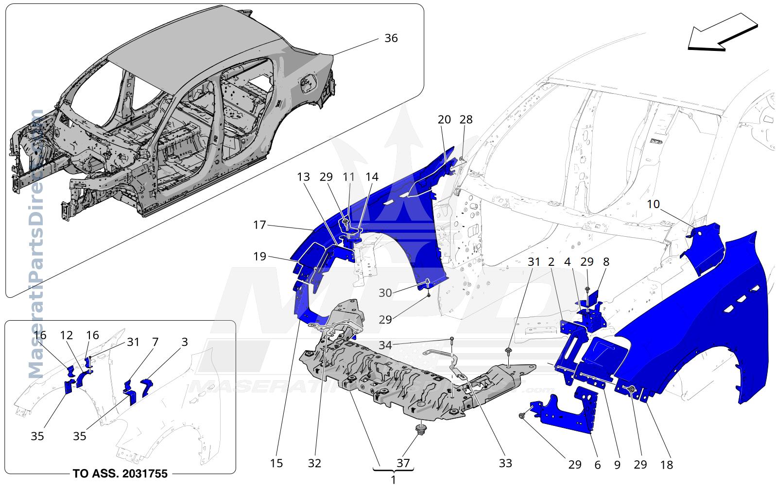 09.00 - 1 - BODYWORK AND FRONT OUTER TRIM PANELS Diagram