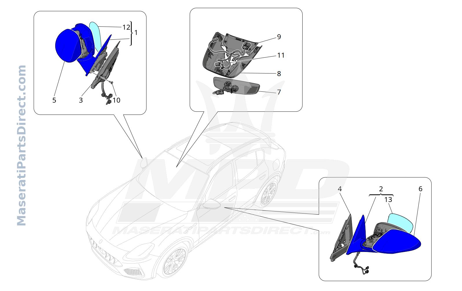 09.35 - 1 - INTERNAL AND EXTERNAL REAR-VIEW MIRRORS Diagram