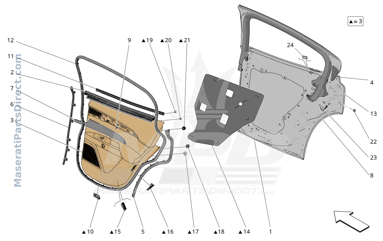 09.32 - 1 - REAR DOORS: TRIM PANELS Diagram