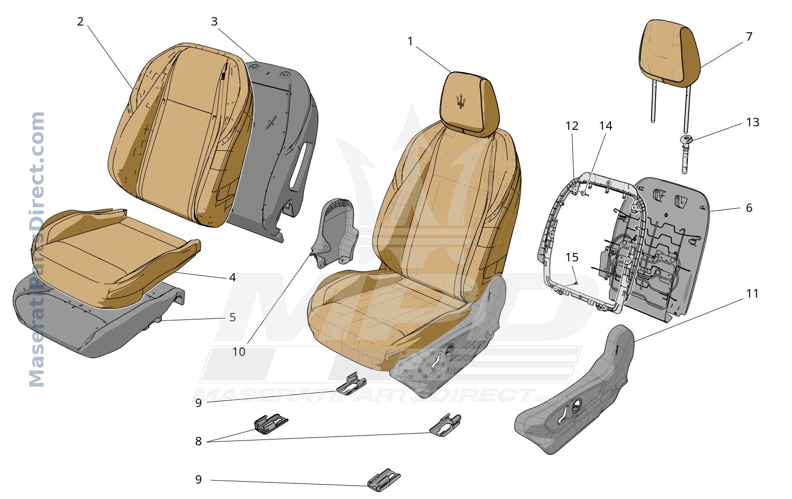 09.40 - 1 - FRONT SEATS: TRIM PANELS Diagram