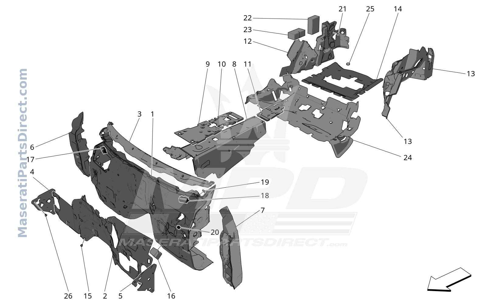 09.62 - 1 - SOUND-PROOFING PANELS INSIDE THE VEHICLE Diagram