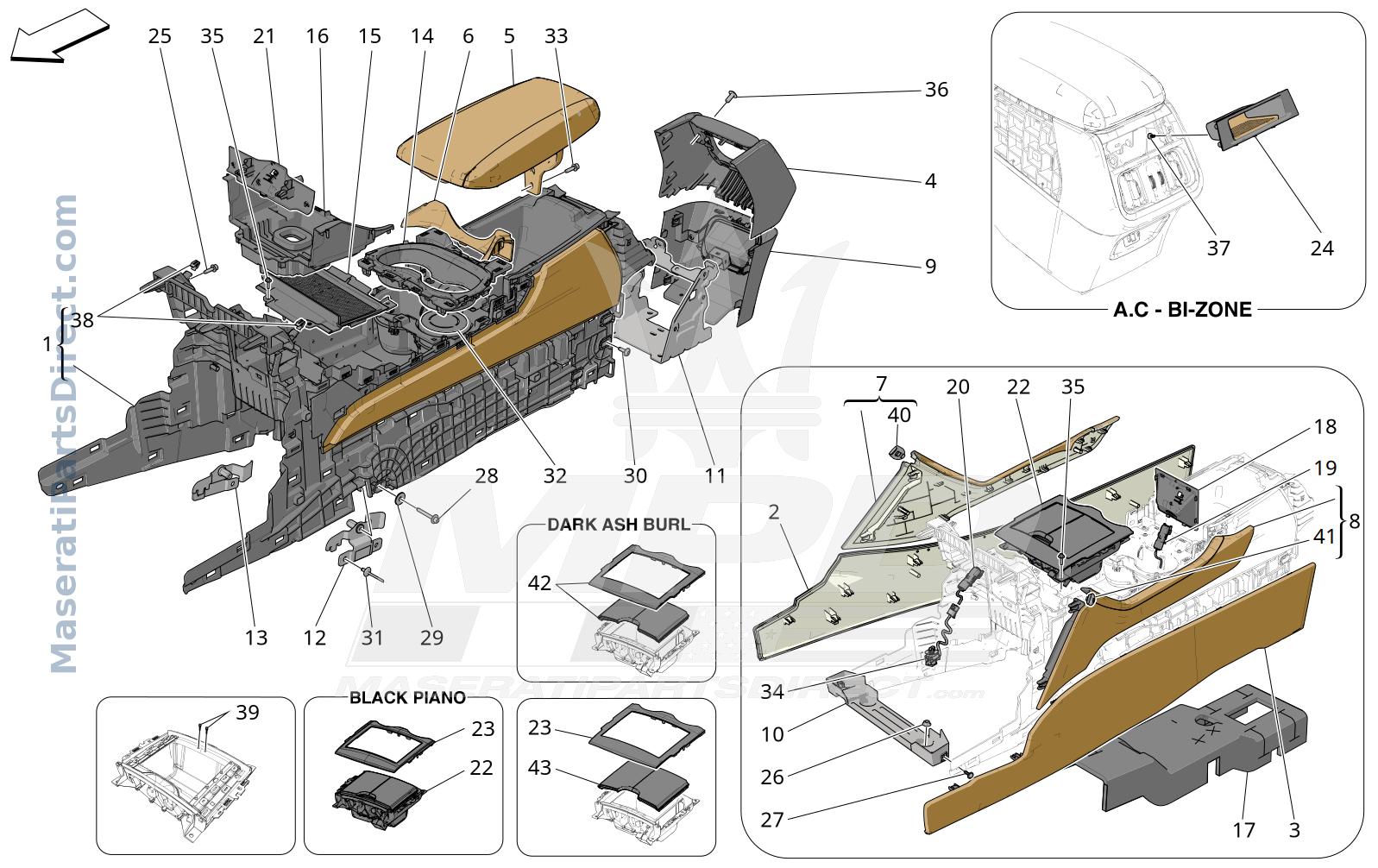 09.51 - 1 - ACCESSORY CONSOLE AND CENTRE CONSOLE Diagram