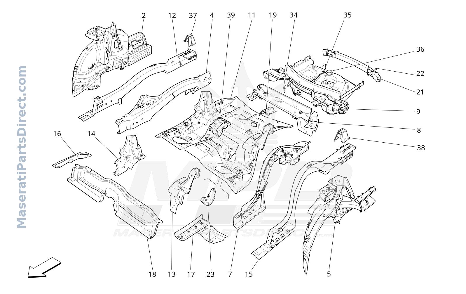 09.05 - 1 - REAR STRUCTURAL FRAMES AND SHEET PANELS Diagram