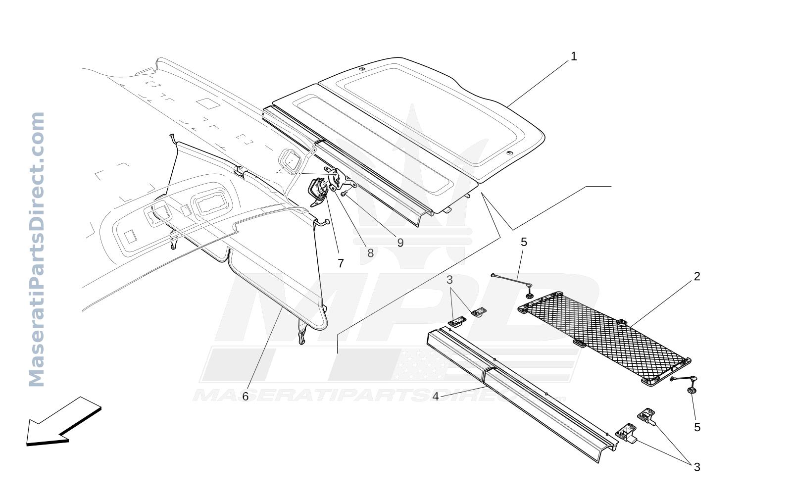 09.46 - 1 - REAR PARCEL SHELF Diagram