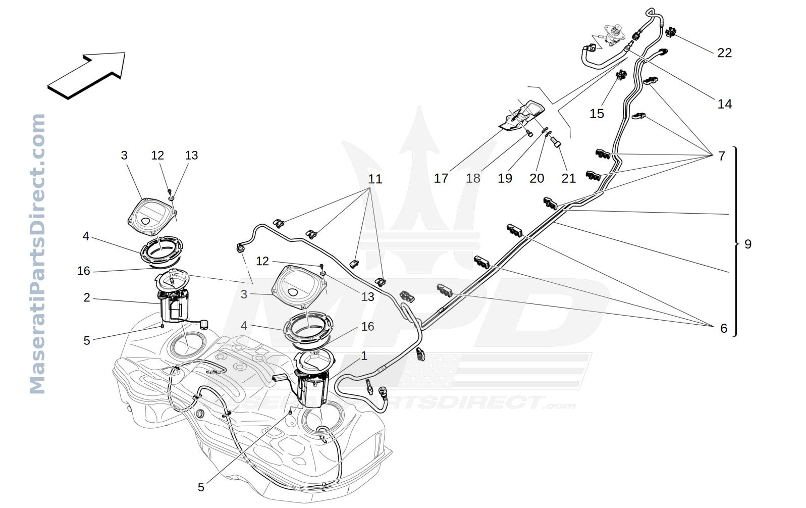 01.43 - 1 - FUEL PUMPS AND CONNECTION LINES Diagram