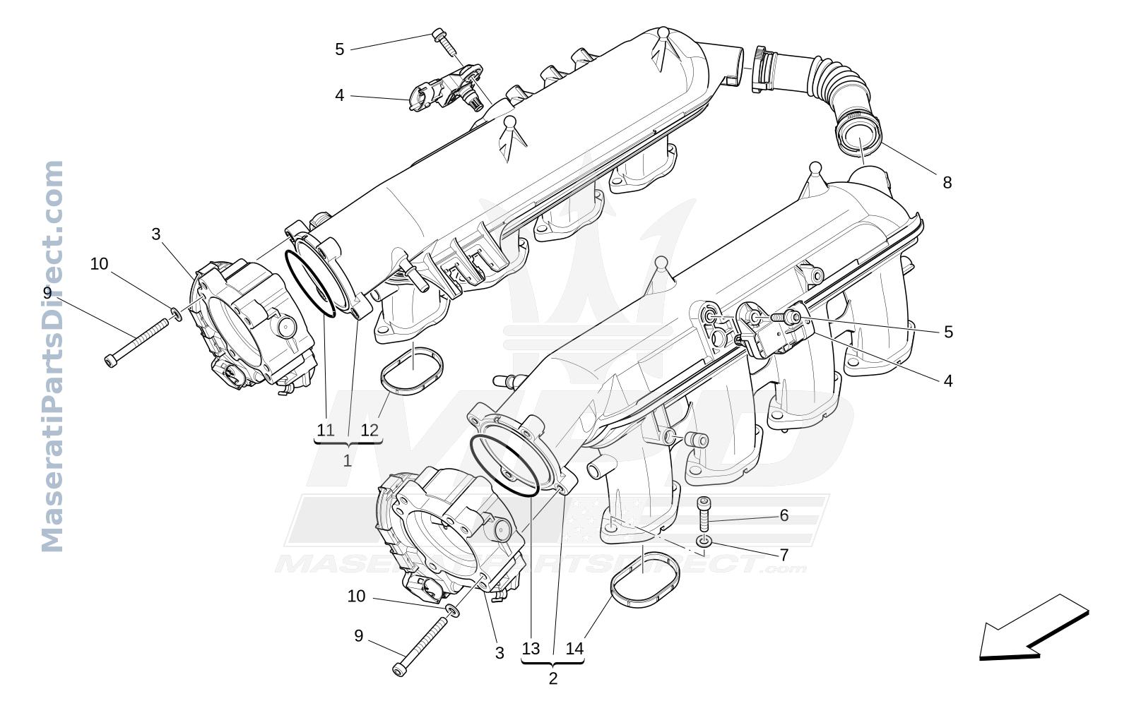 01.40 - 1 - INTAKE MANIFOLD AND THROTTLE BODY Diagram