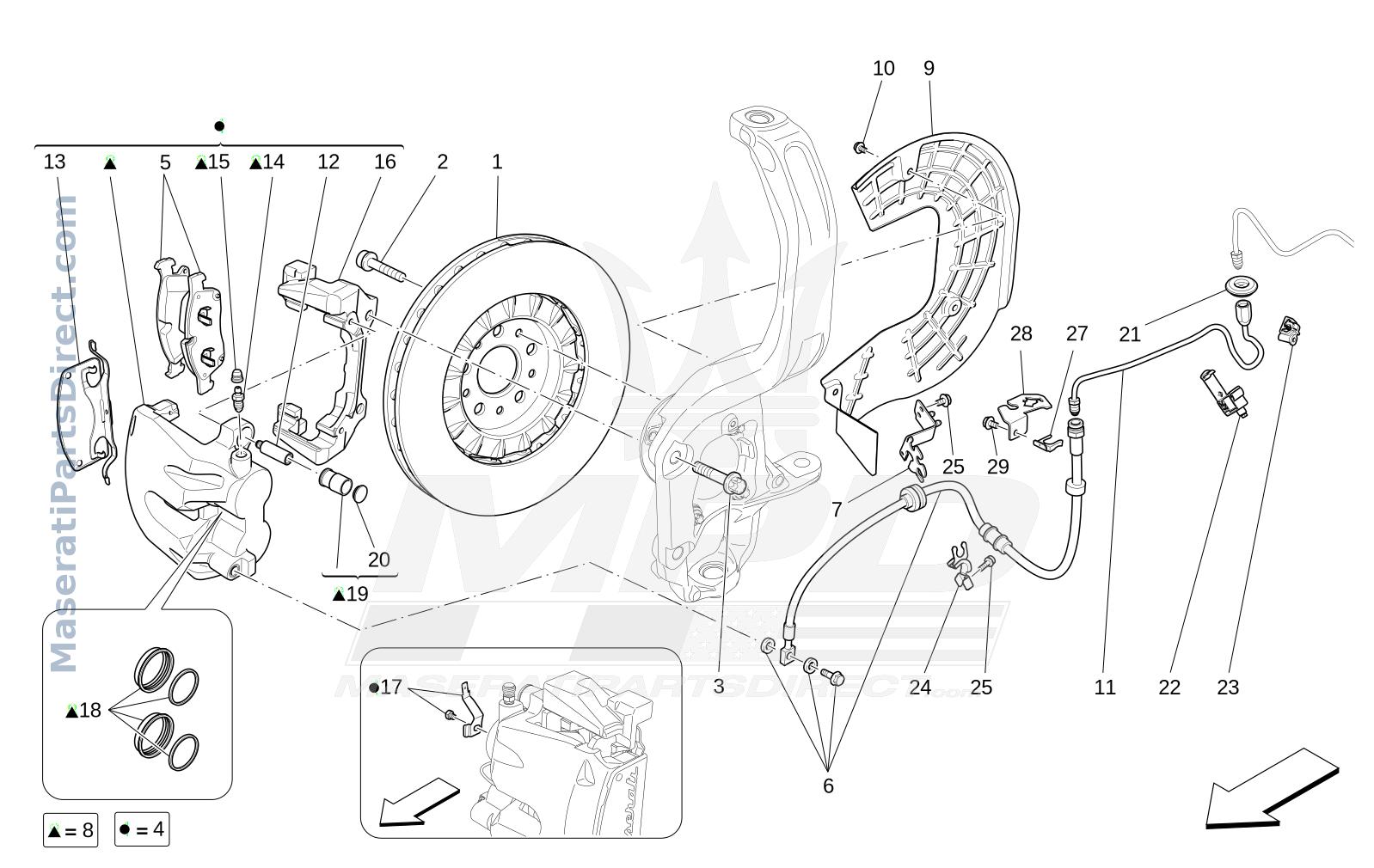 04.10 - 1 - BRAKING DEVICES ON FRONT WHEELS Diagram