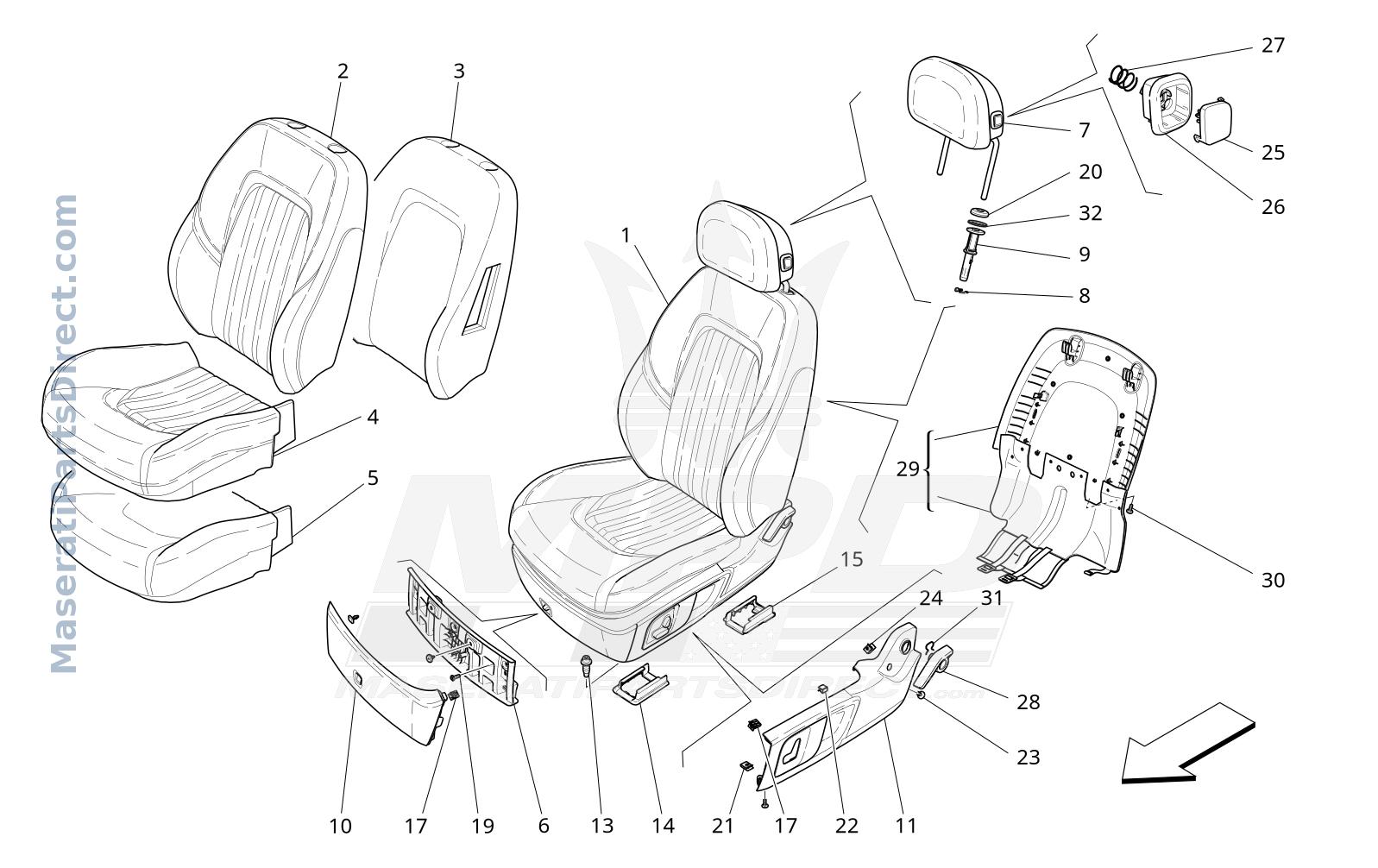 09.40 - 2 - FRONT SEATS: TRIM PANELS Diagram