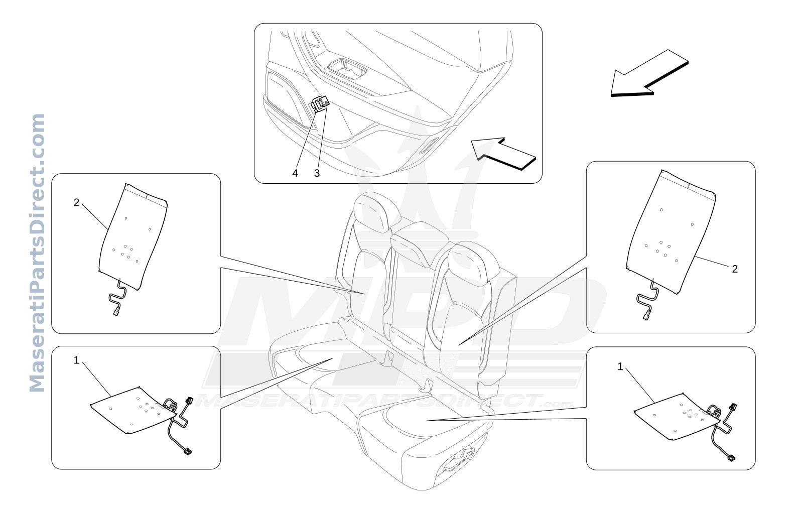 09.43 - 1 - REAR SEATS: MECHANICS AND ELECTRONICS Diagram