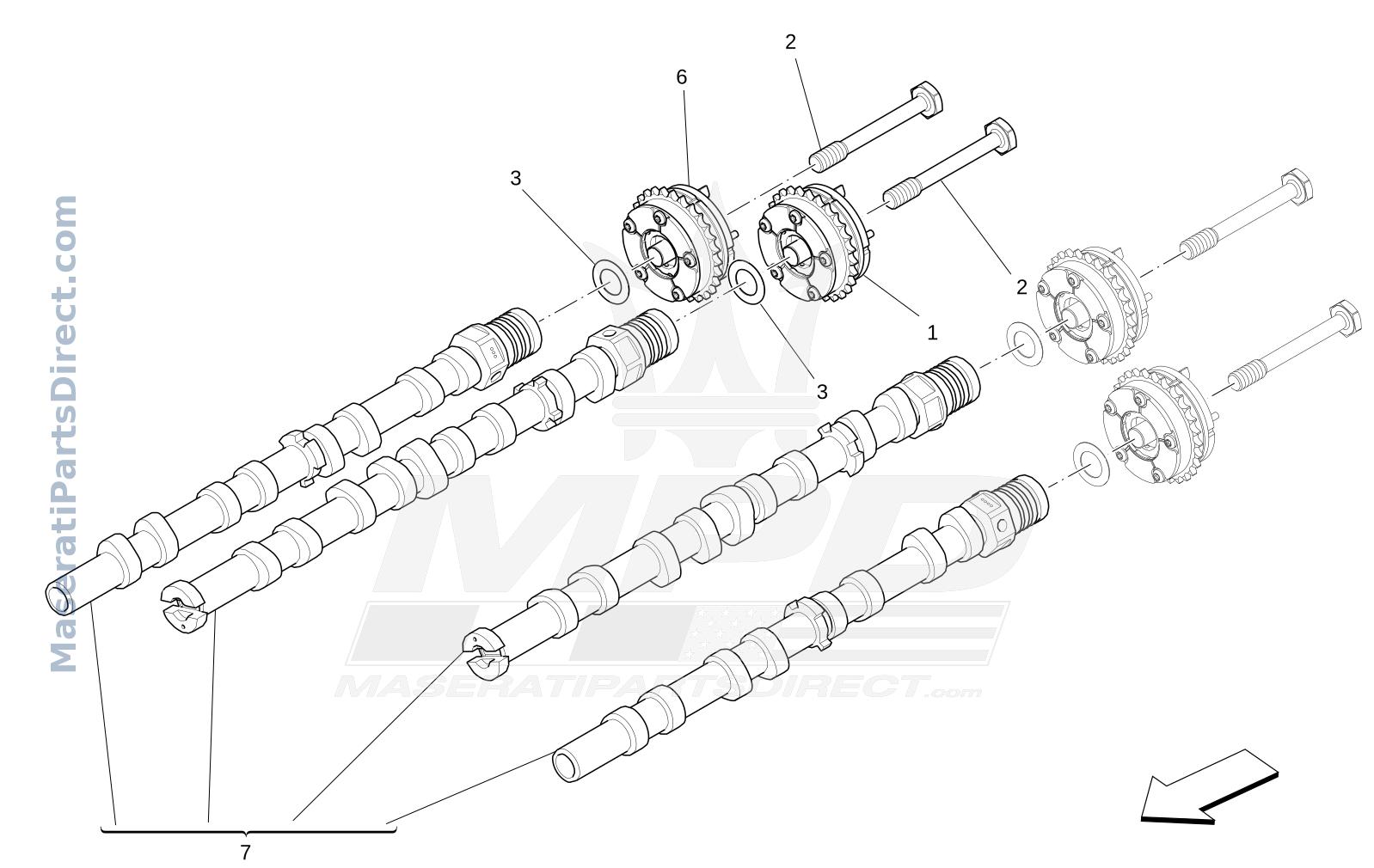 01.22 - 1 - RH CYLINDER HEAD CAMSHAFTS Diagram