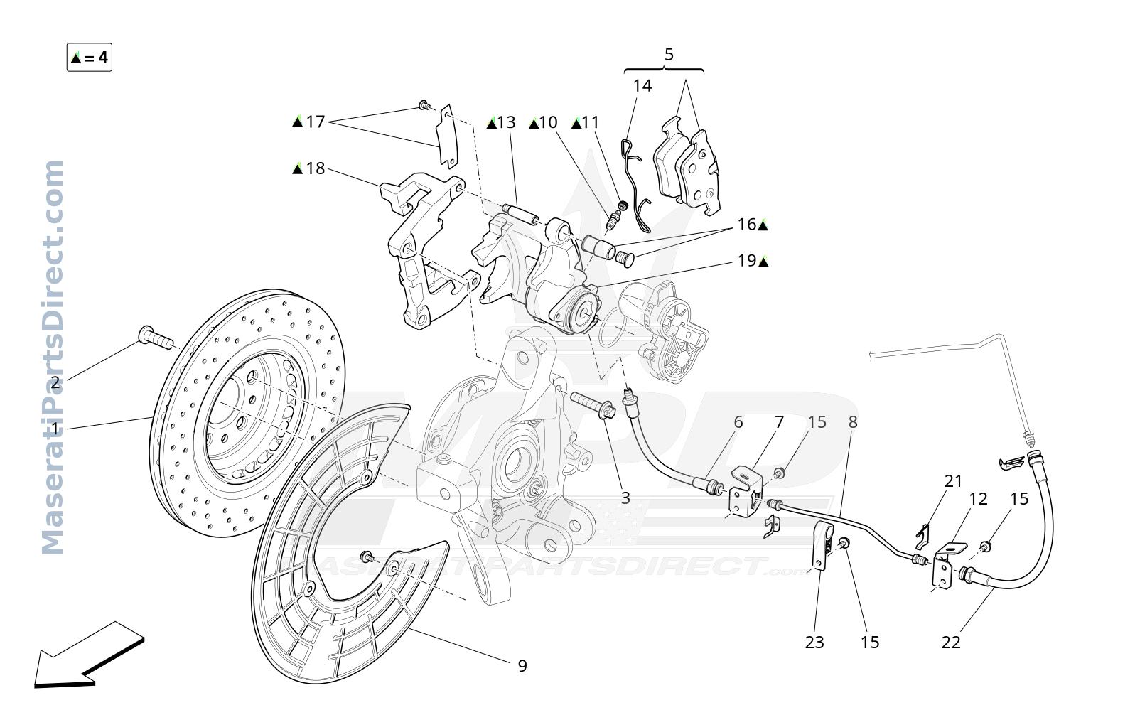 04.11 - 1 - BRAKING DEVICES ON REAR WHEELS Diagram