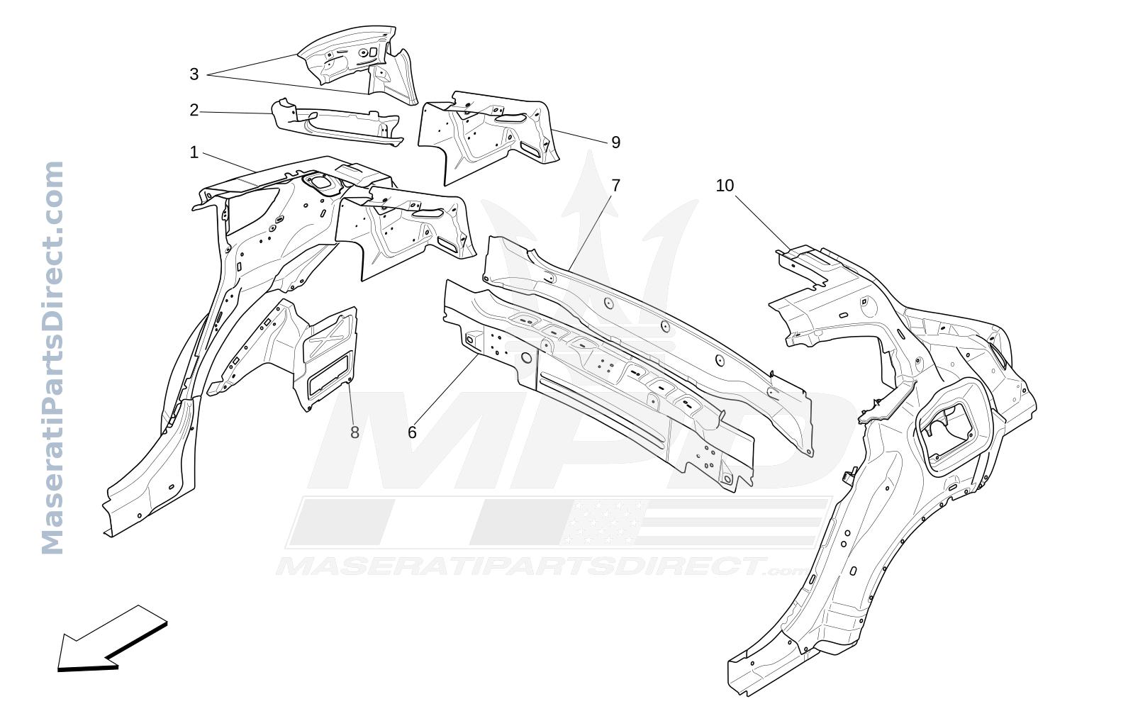 09.02 - 1 - BODYWORK AND REAR OUTER TRIM PANELS Diagram