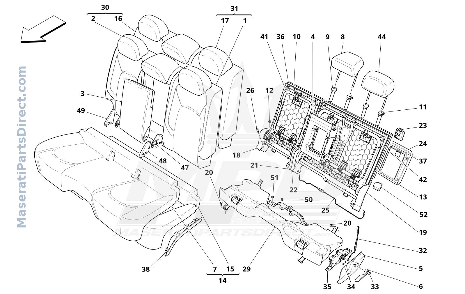 09.42 - 1 - REAR SEATS: TRIM PANELS Diagram