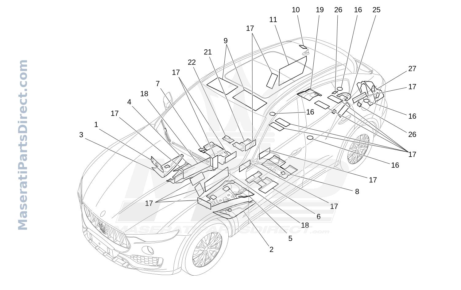 09.62 - 3 - SOUND-PROOFING PANELS INSIDE THE VEHICLE Diagram