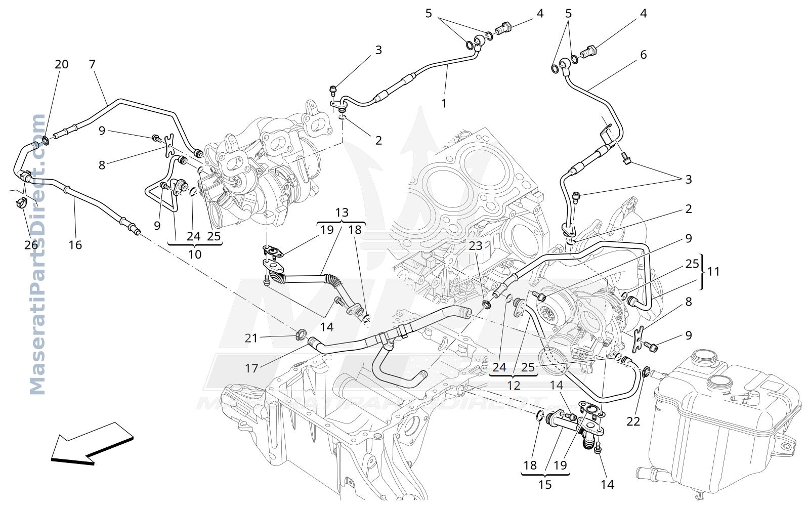 01.31 - 2 - TURBOCHARGING SYSTEM: LUBRICATION AND COOLING Diagram