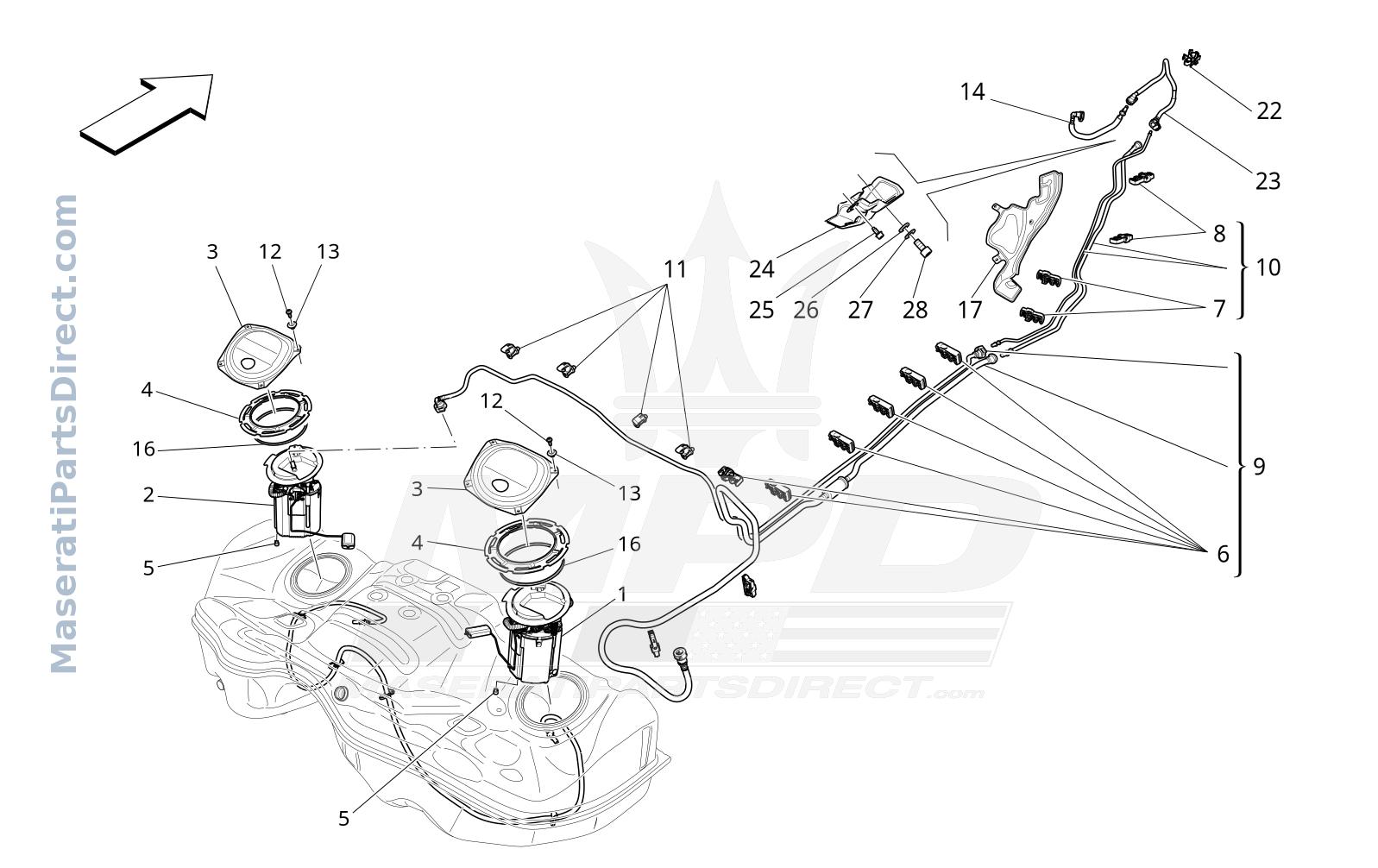01.43 - 11 - FUEL PUMPS AND CONNECTION LINES Diagram