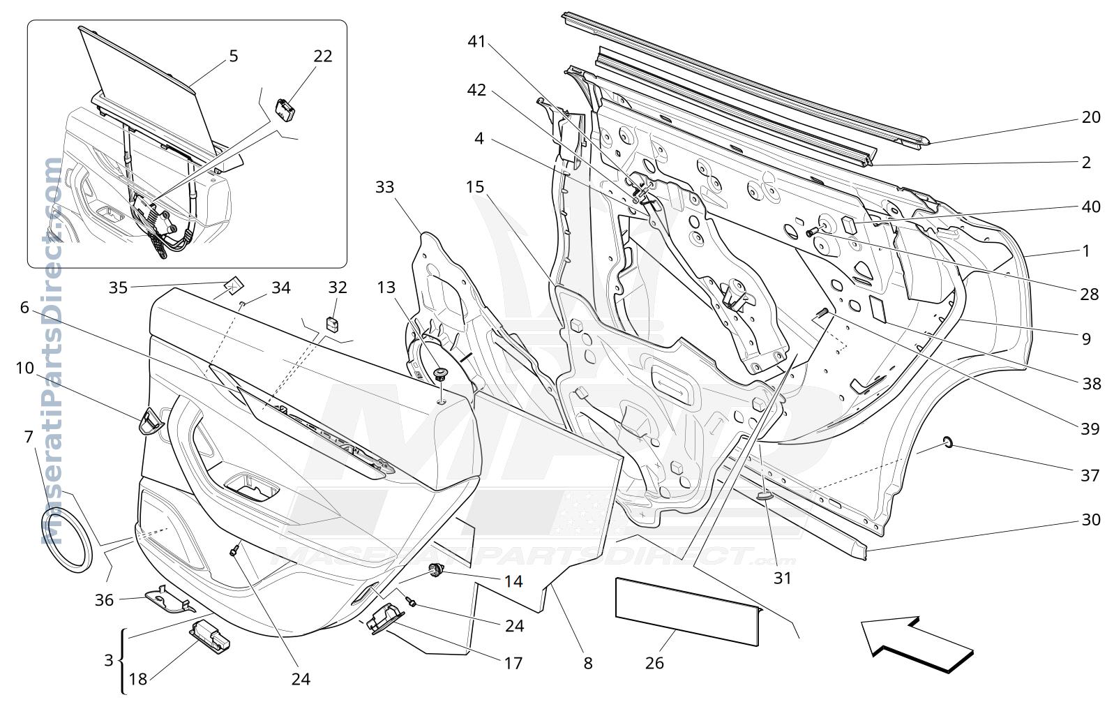 09.32 - 2 - REAR DOORS: TRIM PANELS Diagram