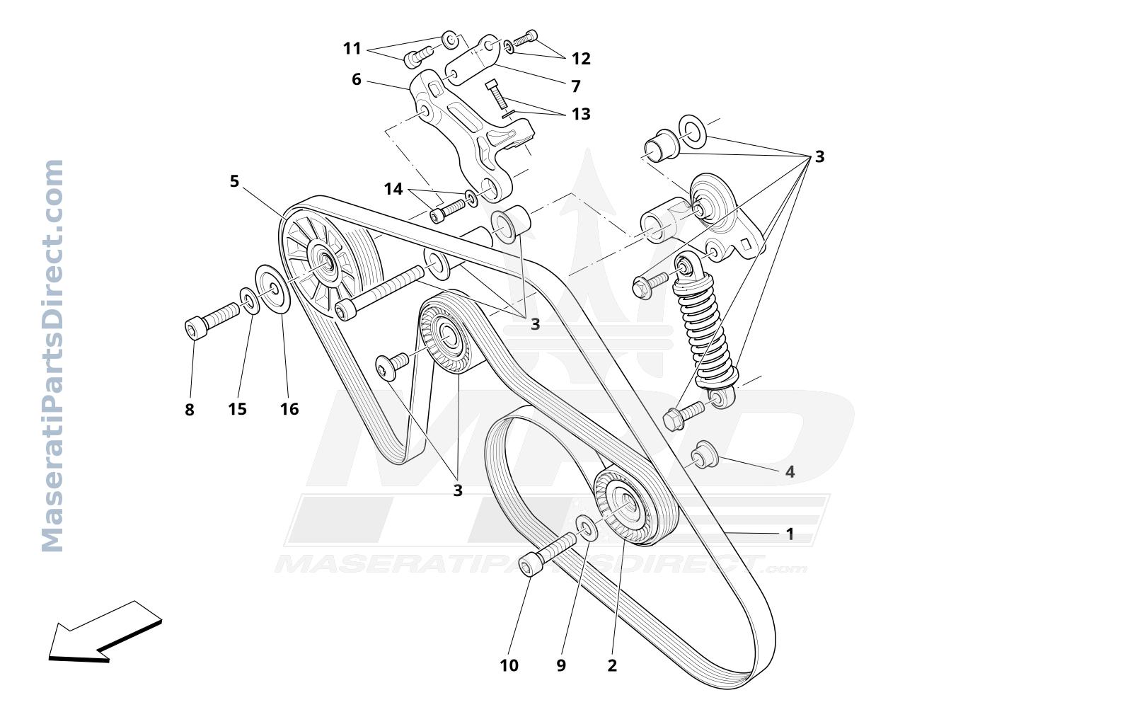 01.11 - 1 - AUXILIARY DEVICE BELTS Diagram