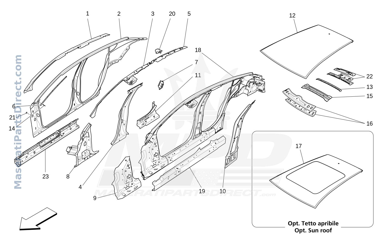 09.01 - 1 - BODYWORK AND CENTRAL OUTER TRIM PANELS Diagram