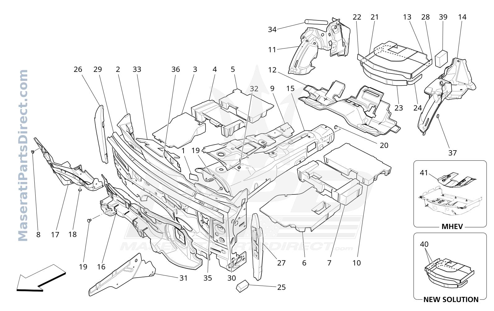 09.62 - 1 - SOUND-PROOFING PANELS INSIDE THE VEHICLE Diagram