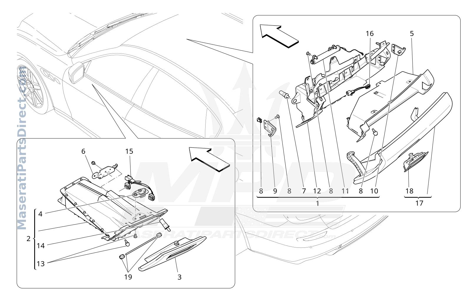 09.52 - 1 - GLOVE COMPARTMENTS Diagram