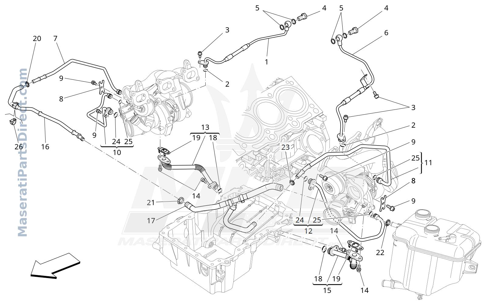 01.31 - 2 - TURBOCHARGING SYSTEM: LUBRICATION AND COOLING Diagram