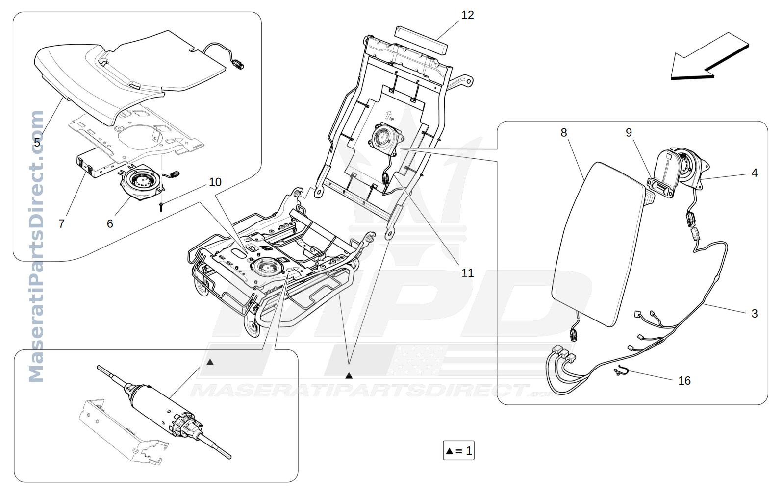 09.43 - 2 - REAR SEATS: MECHANICS AND ELECTRONICS Diagram