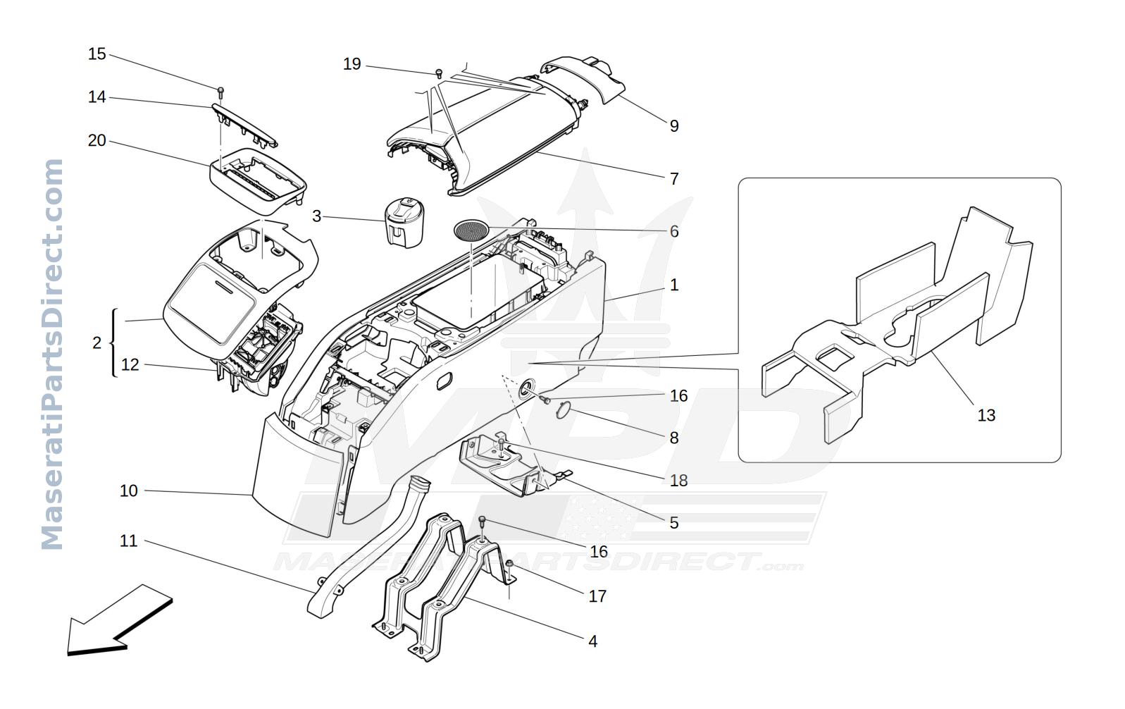 09.53 - 1 - ACCESSORY CONSOLE AND REAR CONSOLE Diagram