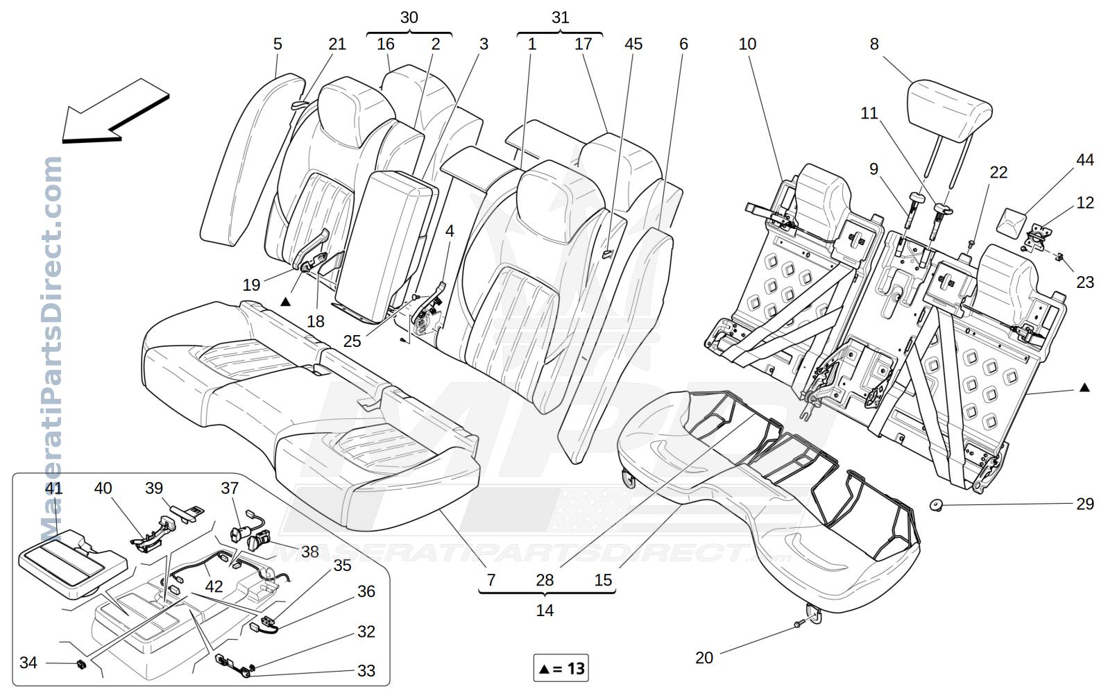 09.42 - 1 - REAR SEATS: TRIM PANELS Diagram