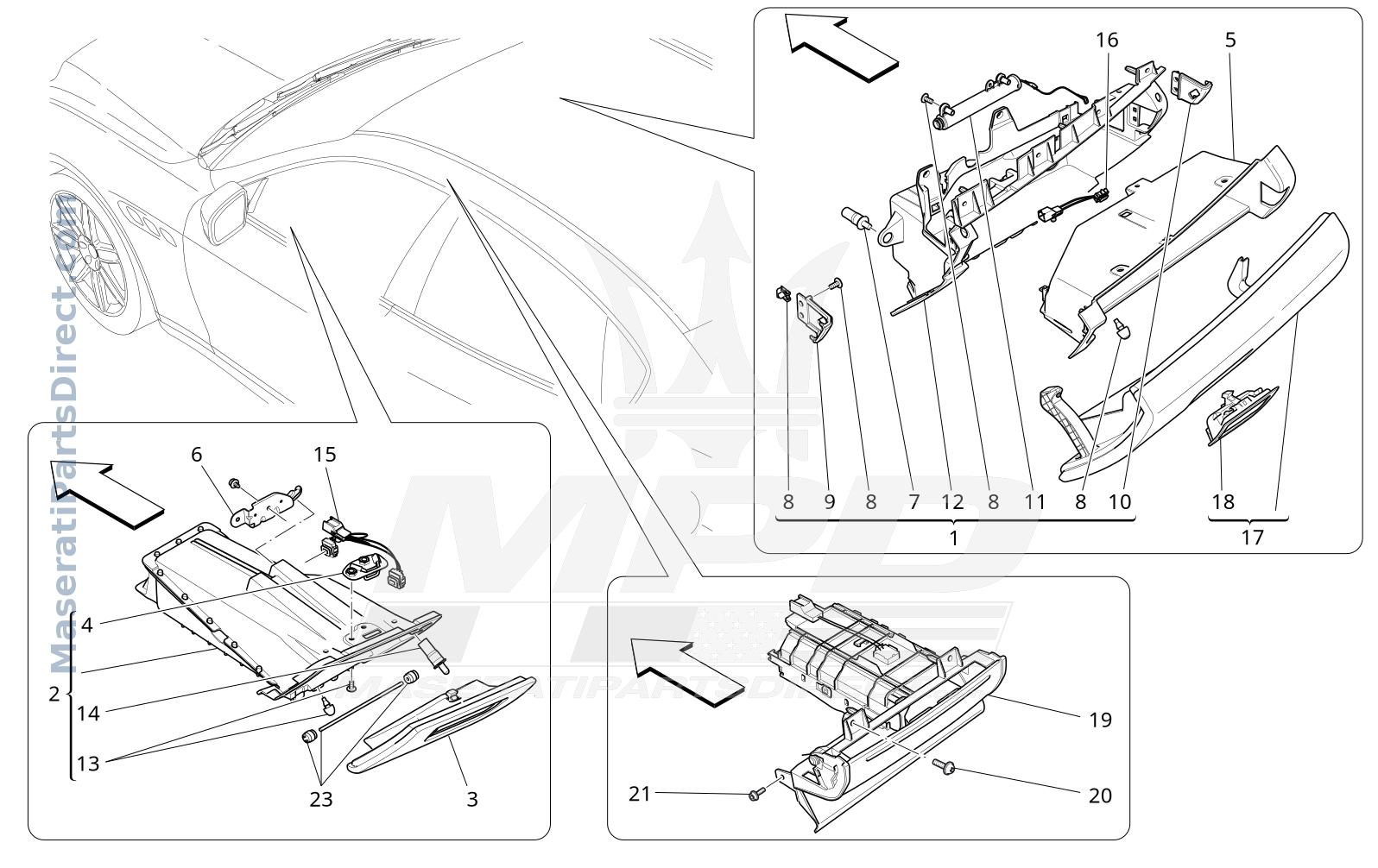 09.52 - 2 - GLOVE COMPARTMENTS Diagram