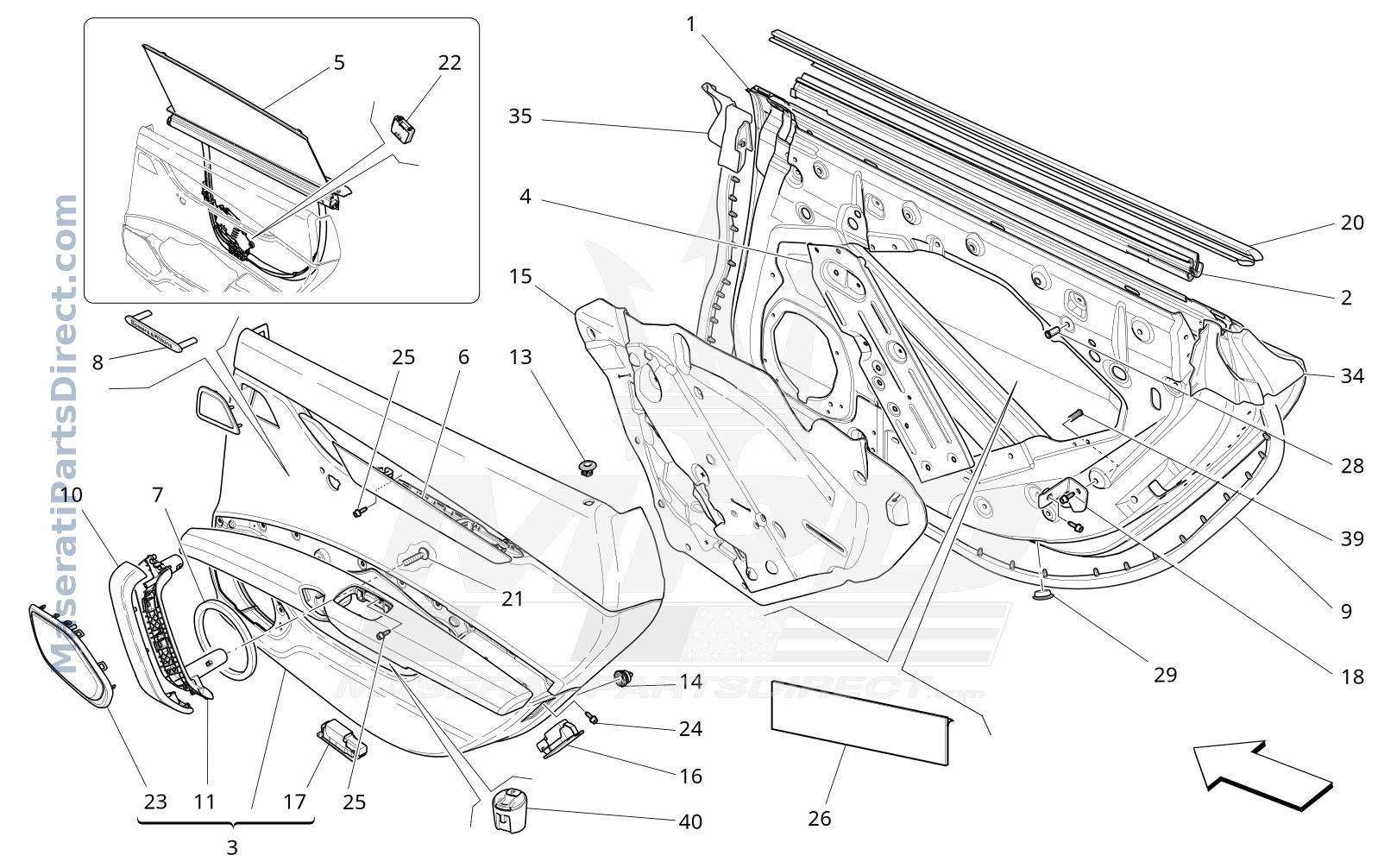 09.32 - 2 - REAR DOORS: TRIM PANELS Diagram