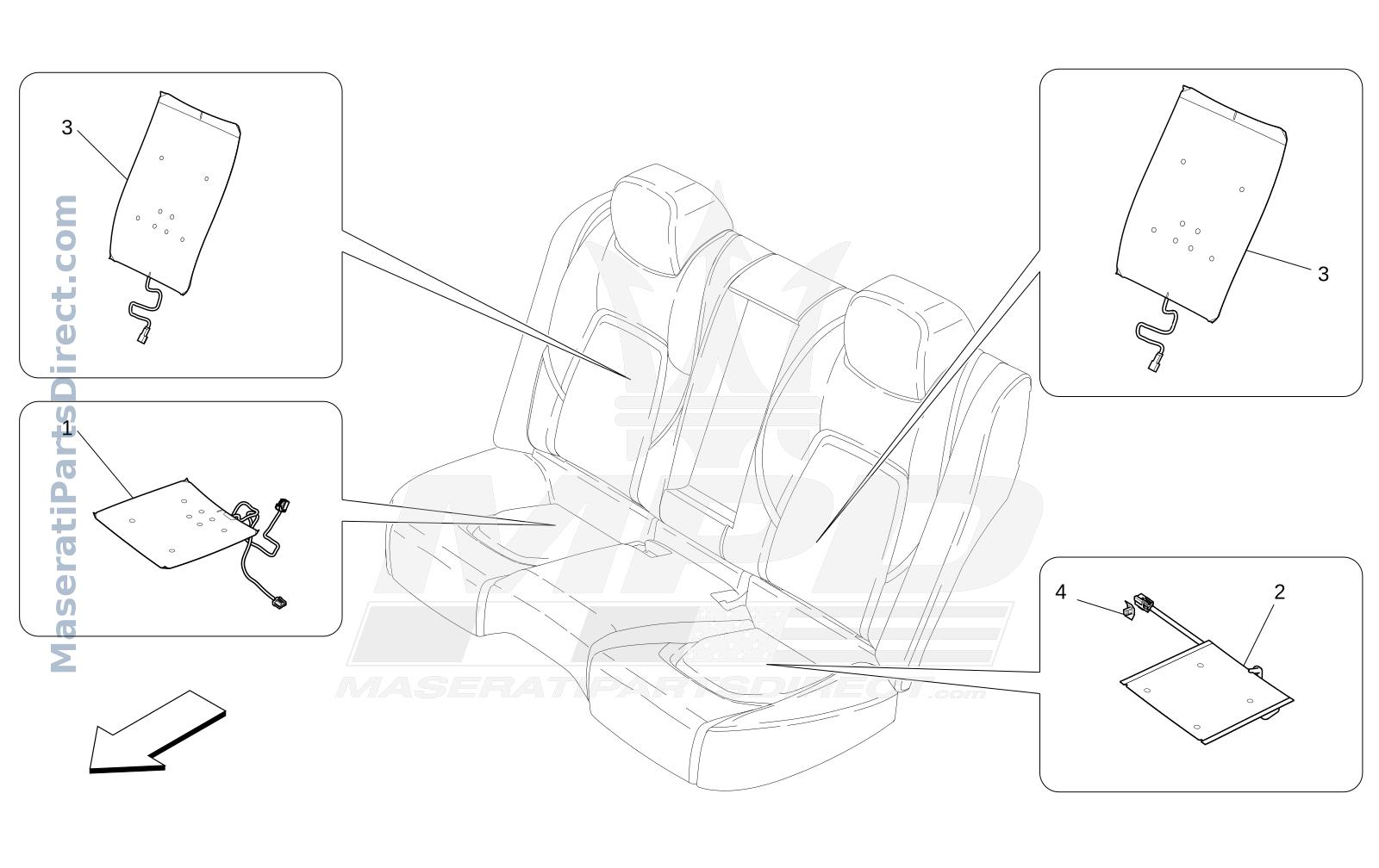 09.43 - 1 - REAR SEATS: MECHANICS AND ELECTRONICS Diagram