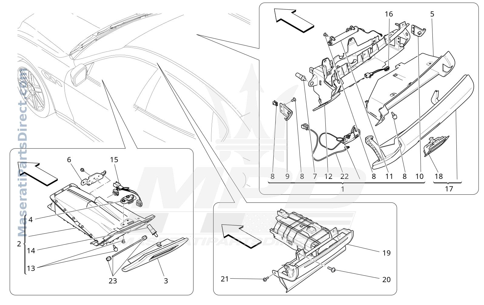 09.52 - 3 - GLOVE COMPARTMENTS Diagram