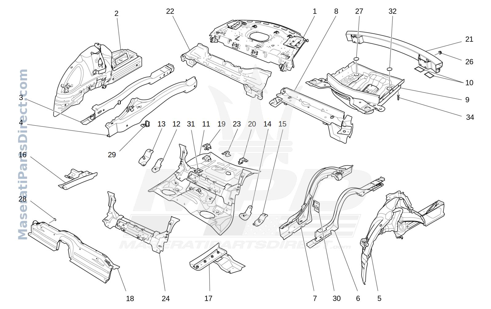09.05 - 3 - REAR STRUCTURAL FRAMES AND SHEET PANELS Diagram