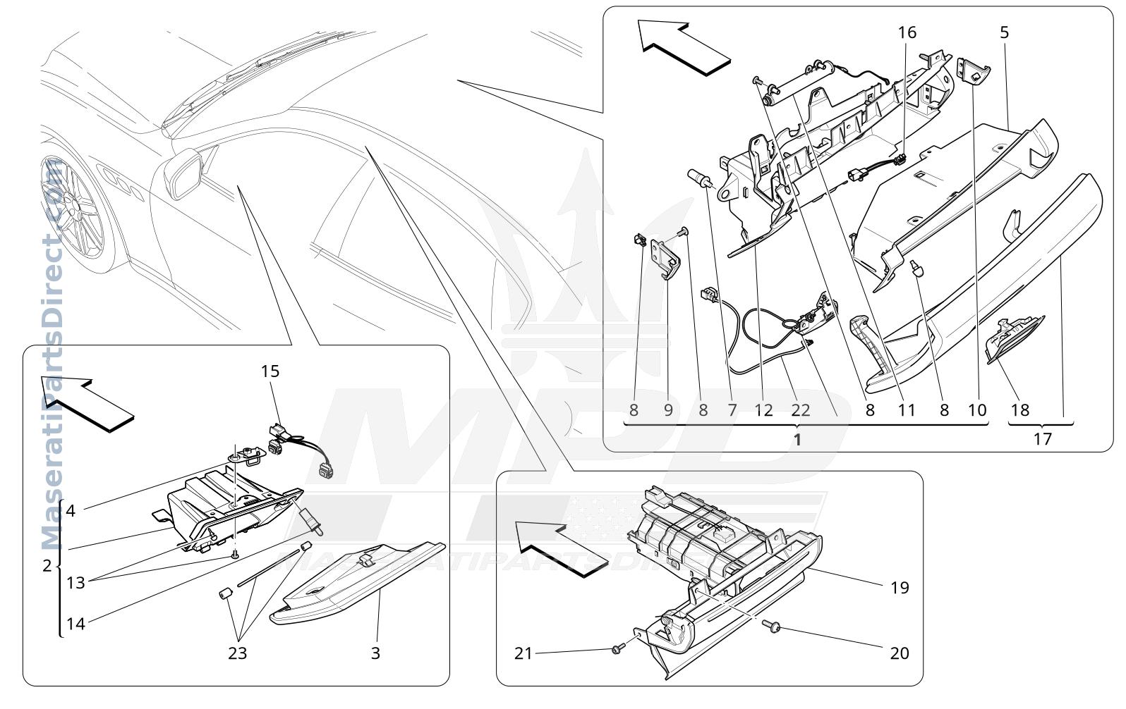 09.52 - 4 - GLOVE COMPARTMENTS Diagram
