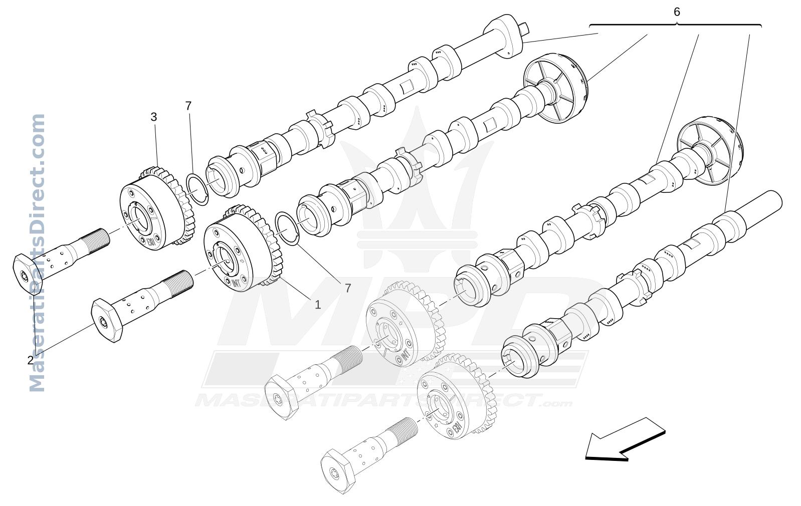 01.22 - 2 - RH CYLINDER HEAD CAMSHAFTS Diagram