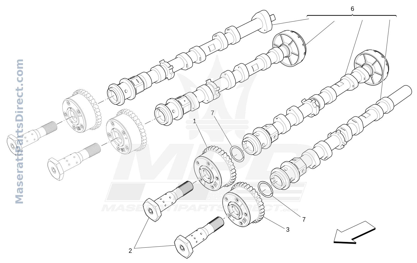 01.23 - 2 - LH CYLINDER HEAD CAMSHAFTS Diagram