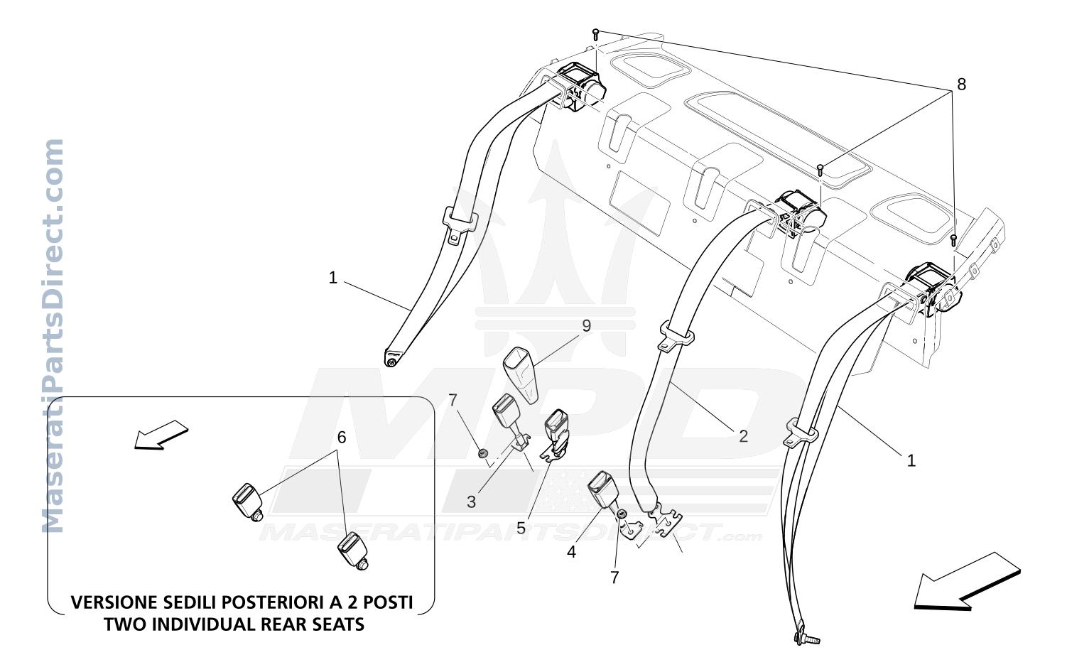 07.11 - 1 - REAR SEAT BELTS Diagram