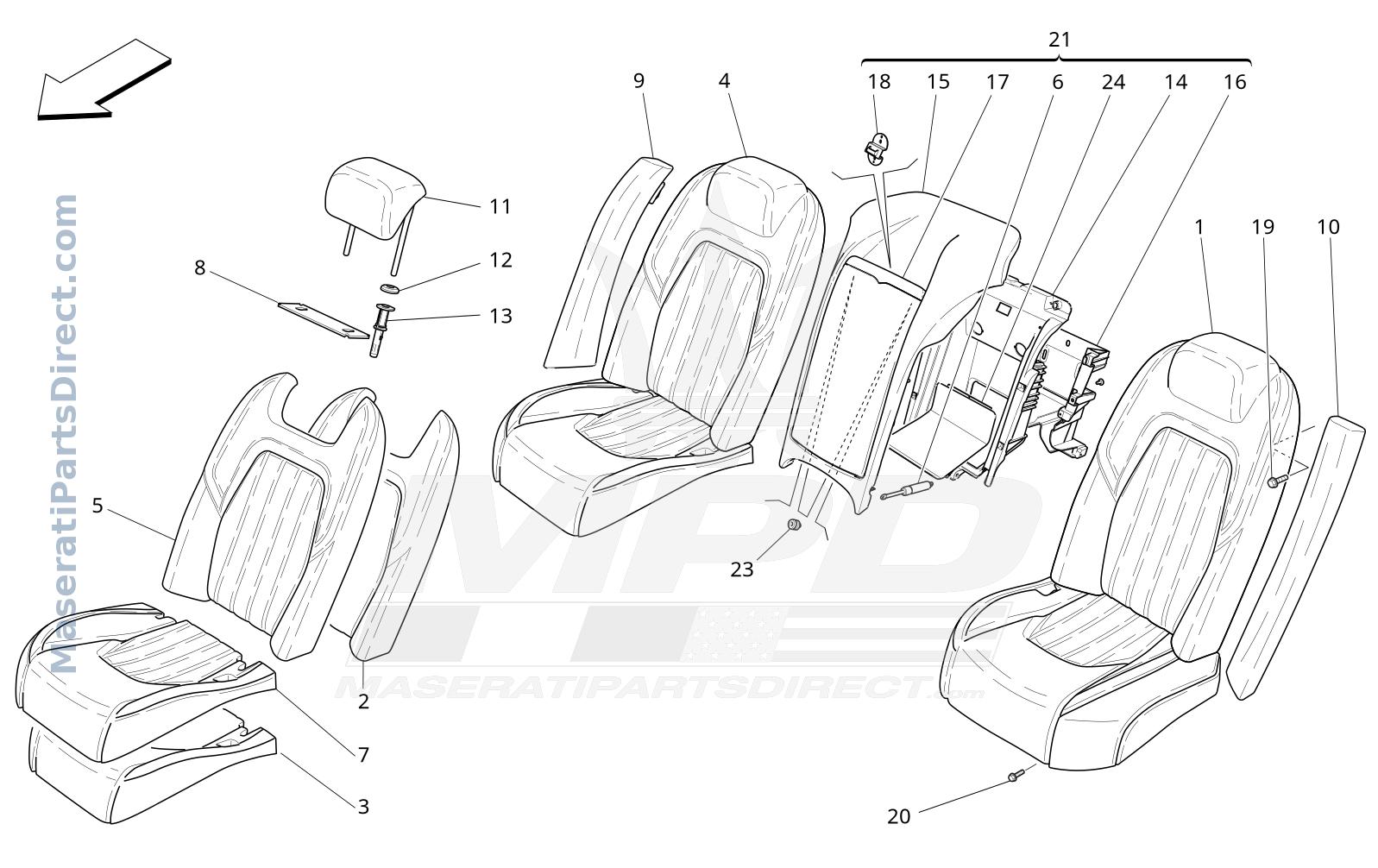 09.42 - 2 - REAR SEATS: TRIM PANELS Diagram