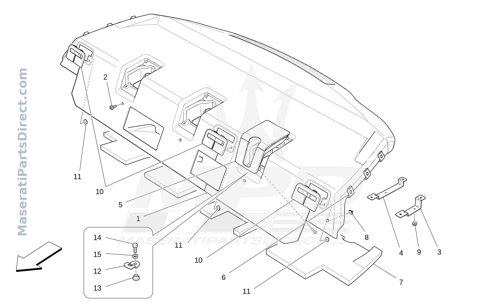 09.46 - 1 - REAR PARCEL SHELF Diagram