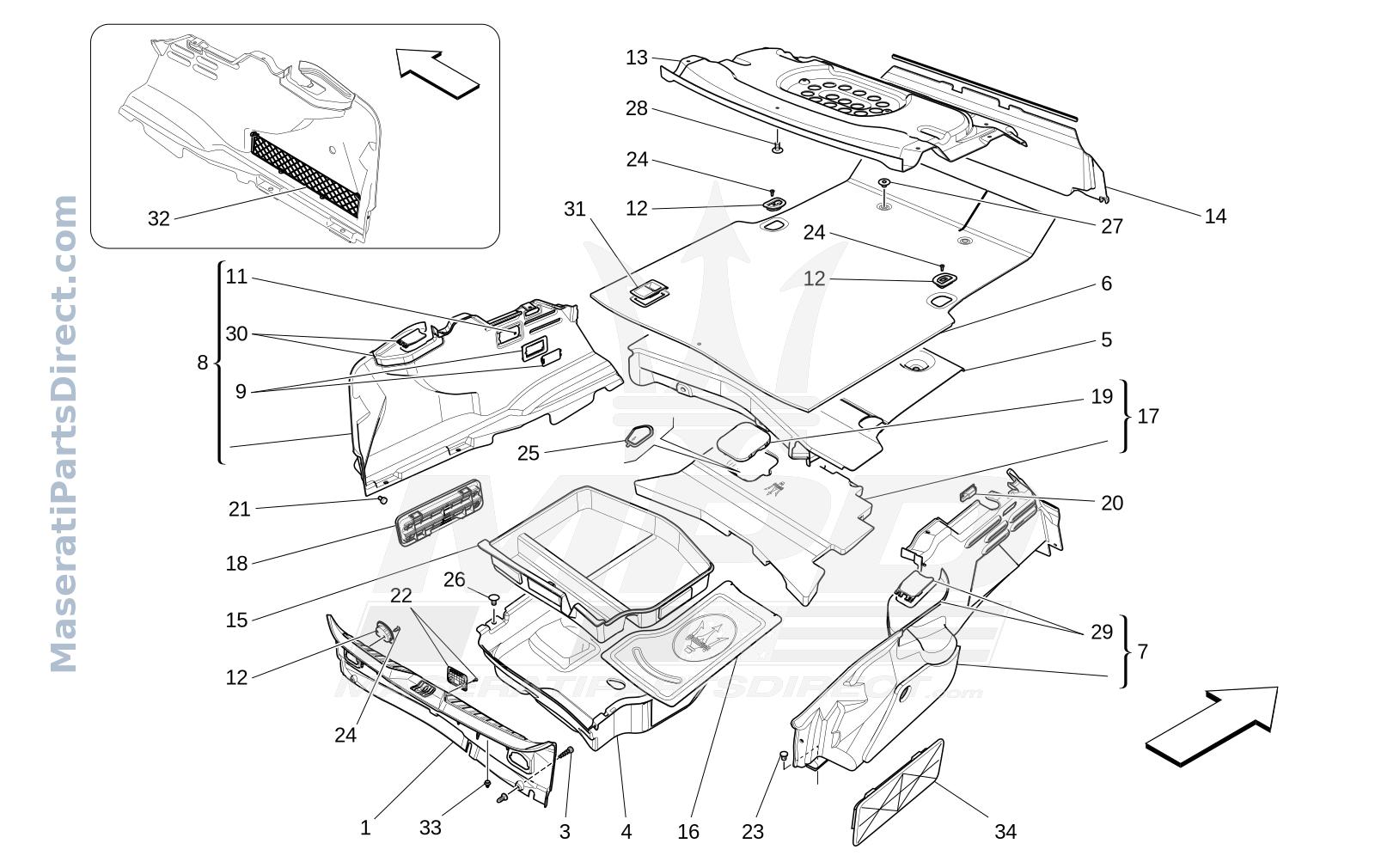 09.61 - 1 - LUGGAGE COMPARTMENT MATS Diagram