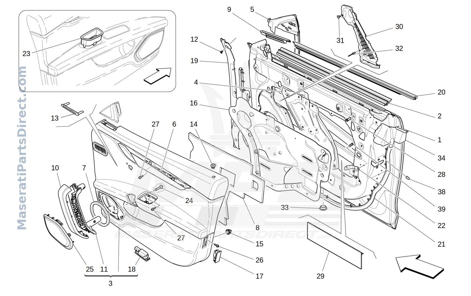 09.30 - 3 - FRONT DOORS: TRIM PANELS Diagram
