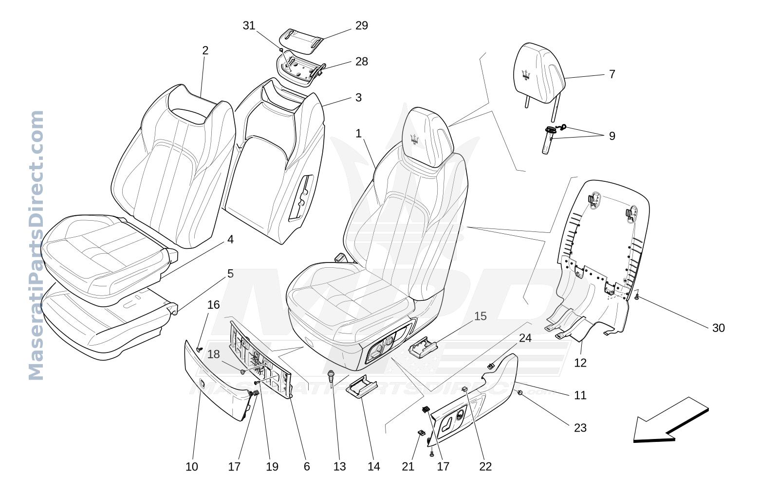 09.40 - 8 - FRONT SEATS: TRIM PANELS Diagram