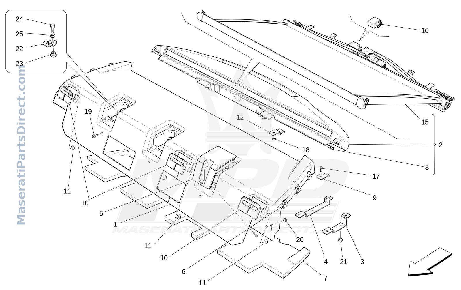 09.46 - 2 - REAR PARCEL SHELF Diagram